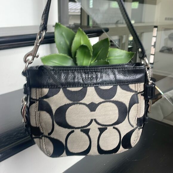 Coach Handbags - Coach, genuine, leather Zoe signature canvas, shoulder handbag purse